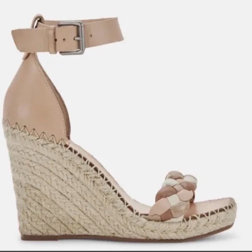 Dolce Vita Nilton Ankle Strap Espadrille Wedge Sandals Womens 10 Beige Open Toe - Picture 3 of 12